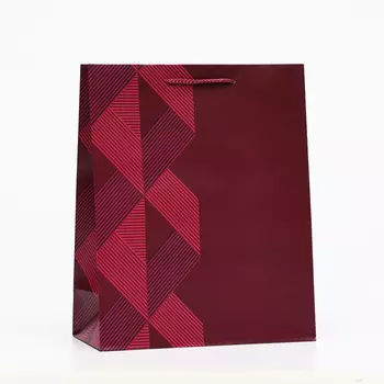 Пакет подарочный "Красный ромб", 26 х 32 х 12 см