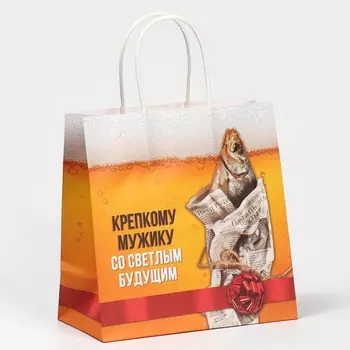 Пакет подарочный, упаковка, «Крепкому мужику», 22 х 22 х 11 см