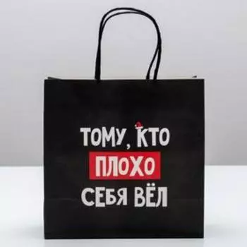 Пакет подарочный новогодний «Кто плохо себя вёл», 22 х 22 х 11 см, Новый год