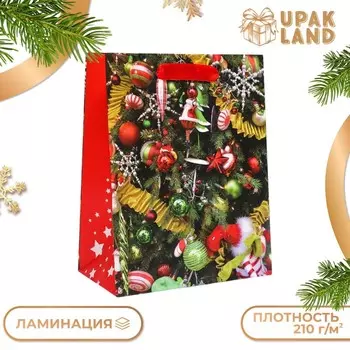 Пакет подарочный новогодний ламинированный «Ёлочные игрушки»,182310 см