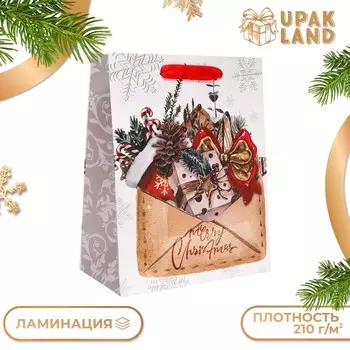 Пакет подарочный новогодний ламинированный «Письмо с подарками»,182310 см