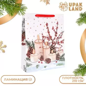 Пакет подарочный новогодний ламинированный «Свечи», 314011.5 см