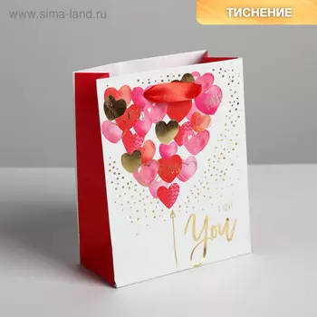 Пакет подарочный ламинированный, упаковка, I love you, S 12 х 15 х 5.5 см