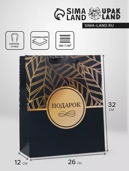 Пакет подарочный ламинированный вертикальный «Подарок», M 263212 см