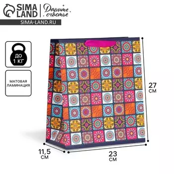 Пакет подарочный ламинированный, упаковка, «Мозайка», ML 23 х 27 х 11.5 см