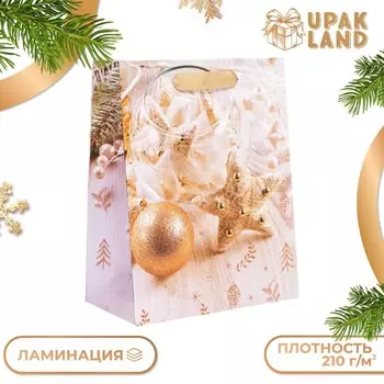 Пакет подарочный новогодний ламинированный «Золото»,182310 см