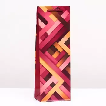 Пакет подарочный "Ленты на бордовом" 12 х 36 х 8,5 см