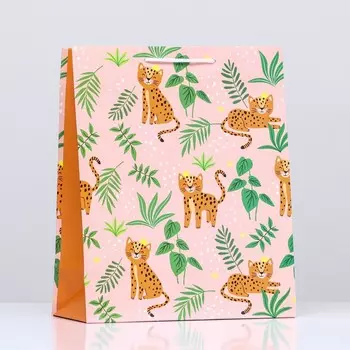 Пакет подарочный "Леопрад в зелени", 26 х 32 х 12 см