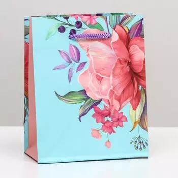 Пакет подарочный "Летние цветы" 11,5 х 14,5 х 6,5 см