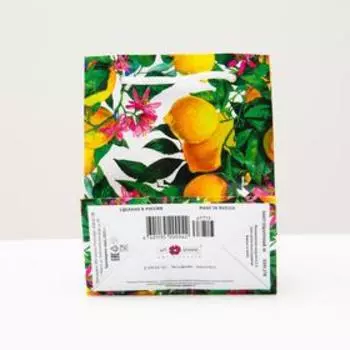 Пакет подарочный "Лимонный сад", 11,5 х 14,5 х 6,5 см
