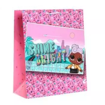 Пакет подарочный LOL, с картинкой, 335х406х100 мм, цвет розовый
