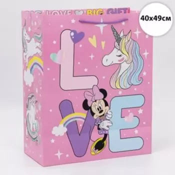 Пакет подарочный Love, 404919 см, упаковка, Минни Маус и Единорог