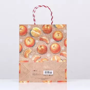 Пакет подарочный "Мандарины" 26 х 32 х 12 см