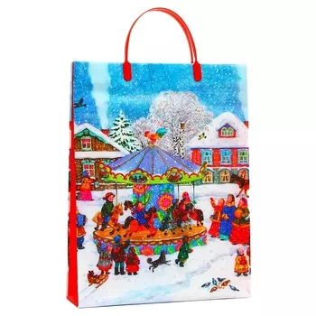 Пакет подарочный мягкий пластик «Ёлка с украшениями» 140 мкм Сумка 40309 см