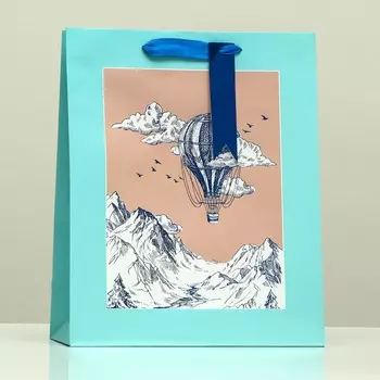 Пакет подарочный "Над горами", 26 х 32 х 12 см
