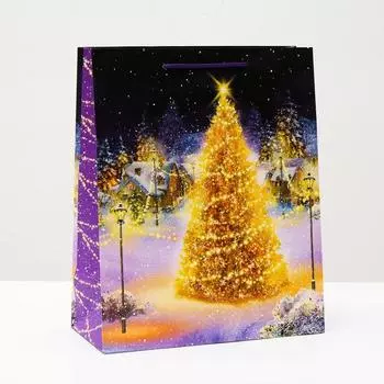Пакет подарочный "Нарядная ёлка", 26 х 32 х 12 см
