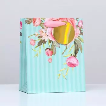 Пакет подарочный "Небесные цветы", 18 х 22,3 х 10 см