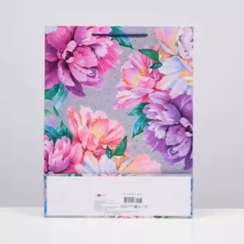 Пакет подарочный "Нежные пионы", 33 х 42,5 х 10 см