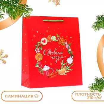Пакет подарочный "Новгоднее украшение", 26 х 32 х 12 см.
