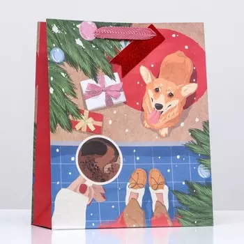 Пакет подарочный "Новогоднее утро" 26 х 32 х 12 см