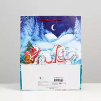 Пакет подарочный "Новогодние сани", 26 х 32 х 12 см