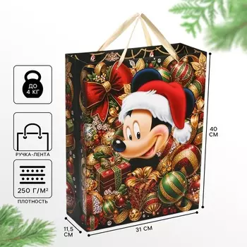 Пакет подарочный новогодний «С Новым годом», 31 х 40 х 11.5 см, упаковка, Микки Маус