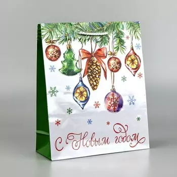 Пакет подарочный новогодний ламинированный «С Новым годом», ML 21 х 25 х 8 см