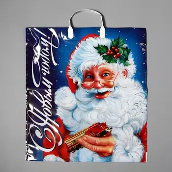 Пакет подарочный новогодний «Новый год», полиэтиленовый с пластиковой ручкой, 4044 см, 100 мкм