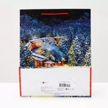 Пакет подарочный "Новогодний поезд", 26 х 32 х 12 см