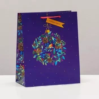 Пакет подарочный "Новогодний венок", 18 х 22,3 х 10 см