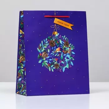 Пакет подарочный новогодний ламинированный «Новогодний венок», 263212 см