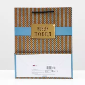 Пакет подарочный "Новых побед" 26 х 32 х 12 см