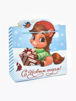 Пакет подарочный «Новый год 2026», лошадь, 25 х 26 х 10 см