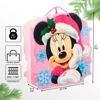 Пакет подарочный новогодний подарочный, 23 х 27 х 11.5 см, упаковка, Минни Маус