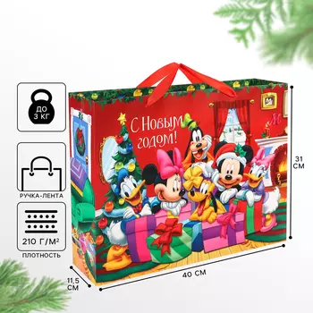Пакет подарочный новогодний «С Новым годом!», 31 х 40 х 11.5 см, упаковка, Микки Маус