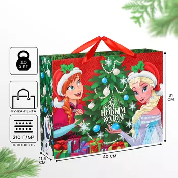 Пакет подарочный новогодний «С Новым годом!», 40 х 31 х 11.5 см, упаковка, Холодное сердце МИКС