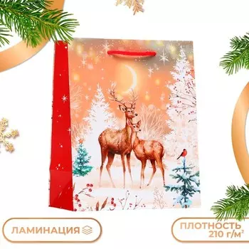 Пакет подарочный "Олени", 18 х 22,3 х 10 см.