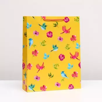 Пакет подарочный "Орнамент птицы" 33 х 42,5 х 10 см