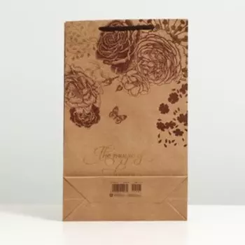 Пакет подарочный "Осенние розы", крафт, 40.5 x 24.8 x 9 см