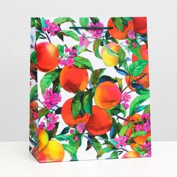 Пакет подарочный "Персиковое дерево", 26 х 32 х 12 см