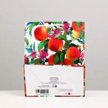 Пакет подарочный "Персиковый сад", 18 х 22,3 х 10 см