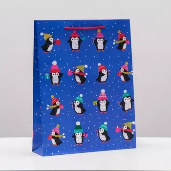 Пакет подарочный "Пингвинята", 33 х 42,5 х 10 см