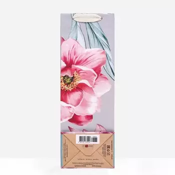 Пакет подарочный под бутылку «Цветочный green» 12 х 36 х 8,5 см