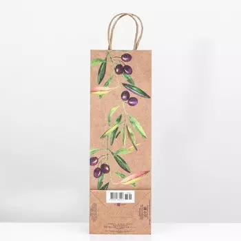 Пакет подарочный под бутылку «Маслины» 12 х 36 х 8,5 см