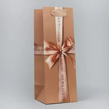 Пакет подарочный под бутылку, упаковка, «Present for you», 9 х 25 х 8.5 см