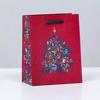 Пакет подарочный "Праздничный венок", 11,5 х 14,5 х 6,5 см