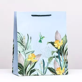 Пакет подарочный "Птичка в поле", 26 х 32 х 12 см