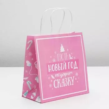 Пакет подарочный «Пусть Новый год подарит сказку», 22 22 11 см