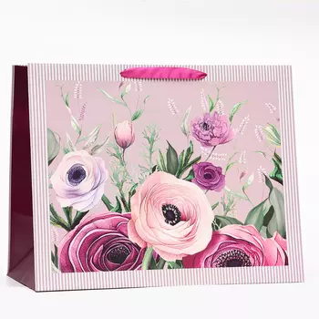 Пакет подарочный "Разноцветные розы", 50 х 40 х 25 см