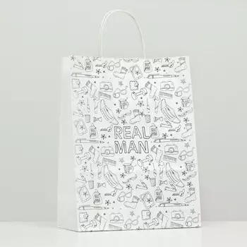 Пакет подарочный "Real Man", 24 х 14 х 30 см